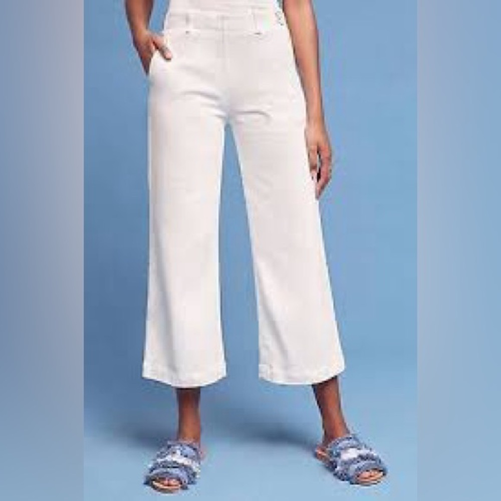 Ag Adriano Goldschmied The Juliette White Nautical Wide-Leg Crop Pants Size 25